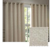 Paoletti Galaxy Eyelet Curtain Pair - Lined Room Darkening Luxury Opulent Chenille Curtains (Ivory - 168x183cm)