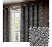 Paoletti Gatsby Fully Lined Jacquard Eyelet Curtains Black 168cm width 229cm drop, Black