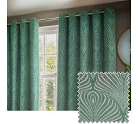 Paoletti Gatsby Jacquard Eyelet Curtains - 2 Panels - Width x Drop - 117 x 137cm (46 x 54) - Emerald