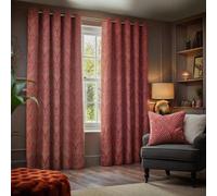 Paoletti Gatsby Terracotta Jacquard Eyelet Curtains