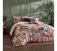 Paoletti Geisha Super King Size Cotton Blush Duvet Set - Pink - Wilko