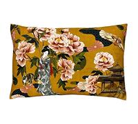 Paoletti Geisha Cushion Cover, Polyester, Cotton, Ochre,30 x 50cm