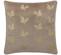 Paoletti Guilded Palms Embroidered Polyester Filled Cushion - Mink - 45x45cm