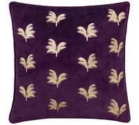 Paoletti Guilded Palms Embroidered Polyester Filled Cushion - Plum - 45x45cm