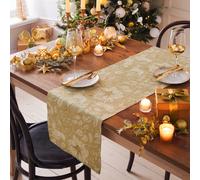 Paoletti Gold Stag Floral Printed Kitchen Table Runner | Various Sizes