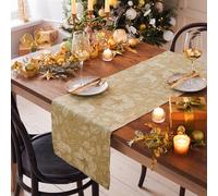 Riva Paoletti Table Runner - Gold Stag - Large, Washable, Digitally Printed, Festive - Gold 220x35cm