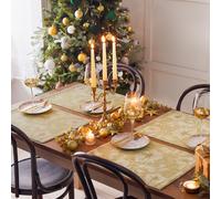 Paoletti Gold Stag Washable Set Of 4 Festive Placemats, Gold, 46 X 36Cm