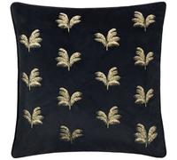 Paoletti Guilded Palms Embroidered Cushion Cover - Black - 45x45cm