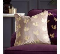 Paoletti Guilded Palms Embroidered Polyester Filled Cushion - Mink - 45x45cm