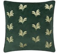 Paoletti Guilded Palms Embroidered Feather Filled Cushion - Emerald - 45x45cm