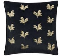 Paoletti Guilded Palms Embroidered Feather Rich Cushion - Black - 45x45cm