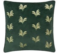 Paoletti Gilded Palms Embroidered Cushion Emerald, Green