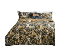 Paoletti Harewood British Cotton Animals Duvet Cover Set - Blue - Single - Blue - 100% Cotton