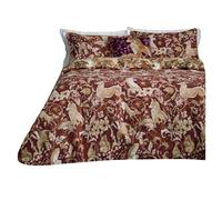 Paoletti Harewood British Cotton Animals Duvet Cover Set - Ruby - Single - Ruby - 100% Cotton