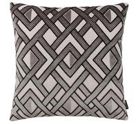 Paoletti Henley Velvet Jacquard Cushion Cover, Grey/Black