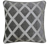 Paoletti Hermes Chenille Piped Feather Filled Cushion - Dark Grey - One Size