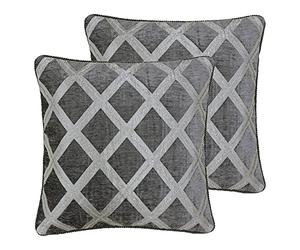 Paoletti Hermes Twin Pack Feather Filled Cushions, Graphite, 45 x 45cm