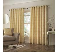 Paoletti Horto Eyelet Curtains - Ochre Yellow - 66in x 54in - Ochre Yellow - 100% Polyester