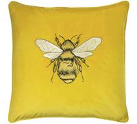 Paoletti Hortus Bee Embroidered Velvet Piped Feather Filled Cushion