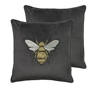 Paoletti Hortus Twin Pack Feather Filled Cushions, Charcoal, 50 x 50cm