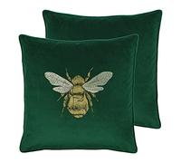 Paoletti Hortus Twin Pack Feather Filled Cushions, Emerald, 50 x 50cm