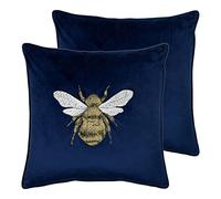 Paoletti Hortus Twin Pack Feather Filled Cushions, Navy, 50 x 50cm
