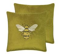 Paoletti Hortus Twin Pack Feather Filled Cushions, Olive, 50 x 50cm