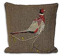 Paoletti Hunter Pheasant Herringbone Weave Piped Cushion Cover, Brown, 45 x 45 Cm