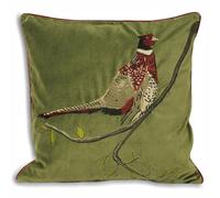 Paoletti Hunter Velvet Pheasant Feather Rich Cushion