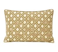 Paoletti Ionia Fish Embroidered 100% Cotton Piped Boudoir Cushion Cover, Driftwood, 35 x 50 Cm