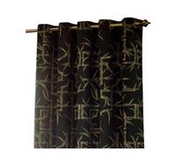 Paoletti Jacquard Bamboo Print Eyelet Curtains - Black - Black - 229cm x 137cm