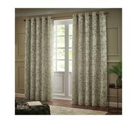 Paoletti Jacquard Bamboo Print Eyelet Curtains - Champagne - 168cm x 137cm - Champagne - 100% Polyester