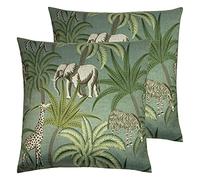 Paoletti Jungle Parade Twin Pack Polyester Filled Cushions, Green, 50 x 50cm