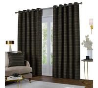 Paoletti Jupiter Chenille Eyelet Curtains - Black/Gold - Black/Gold - 117cm x 137cm
