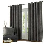 Paoletti Jupiter Chenille Eyelet Curtains - Graphite - Graphite - 168cm x 229cm
