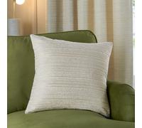 Paoletti Jupiter Cushion Cover - Pearlescent Jacquard Chenille Linear Textured Decorative Case (Ivory/Gold - 50x50cm)