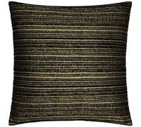 Paoletti Jupiter Chenille Jacquard Cushion Cover - Black/Gold - 50cm x 50cm - Black/Gold - 100% Polyester