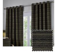 Paoletti Curtains Jupiter – Room-Darkening Chenille Jacquard Lined Drapes Black/Gold 229x229cm