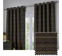 Paoletti Curtains Jupiter – Room-Darkening Chenille Jacquard Lined Drapes Black/Gold 229x229cm