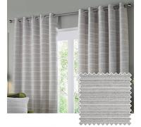 Paoletti Jupiter Room Darkening Eyelet Curtain Pair - Elegant Jacquard Chenille Lined Ring Top Drapes (Silver - 117x183cm)