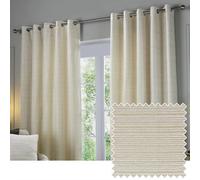 Paoletti Jupiter Chenille Jacquard Eyelet Curtain Pair Ivory/gold (W)117Cmx (D)183Cm