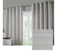 Paoletti Jupiter Chenille Jacquard Eyelet Curtain Pair Silver (W)229Cmx (D)137Cm