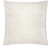 Paoletti Jupiter Feather Filled Cushion - Pearlescent Jacquard Chenille Linear Textured Decorative Pillow (Ivory/Gold - 50x50cm)