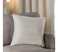 Paoletti Jupiter Feather Filled Cushion - Pearlescent Jacquard Chenille Linear Textured Decorative Pillow (Ivory/Gold - 50x50cm)