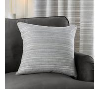 Paoletti Jupiter Feather Filled Cushion - Pearlescent Jacquard Chenille Linear Textured Decorative Pillow (Silver - 50x50cm)