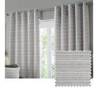 Paoletti Jupiter Room Darkening Eyelet Curtain Pair - Elegant Jacquard Chenille Lined Ring Top Drapes (Silver - 229x137cm)