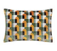 Paoletti Keela Geometric Cut Velvet Cushion Cover, Gold/Blue
