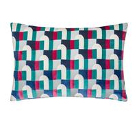 Paoletti Keela Geometric Cut Velvet Cushion Cover, Magenta/Blue