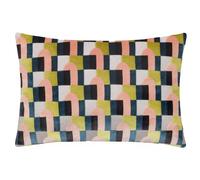 Paoletti Keela Geometric Cut Velvet Cushion Cover, Pink/Avo Green