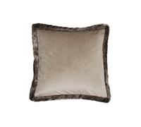 Paoletti Kiruna Faux Fur Trimmed Soft Velvet Cushion In Taupe Taupe 45cm x 45cm